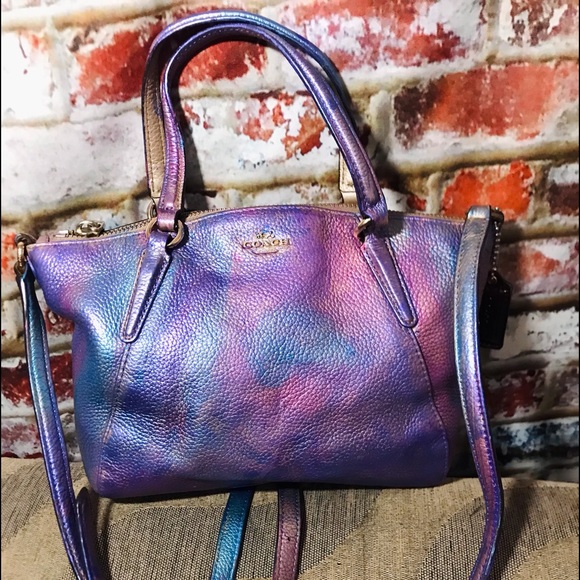 Authentic Coach Kelsey Rainbow Multi Color Leather Crossbody Bag/Satchel/ Purse - Picture 10 of 14